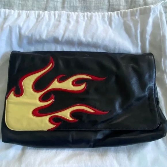 Prada Flame Black Leather Pouch Bag -2012 SS runway collection - Picture 1 of 5